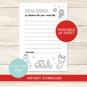Imprimible a color en carta a Santa
