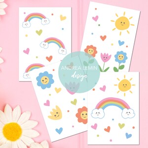 Cartoline arcobaleno e fiori, confezione da 4