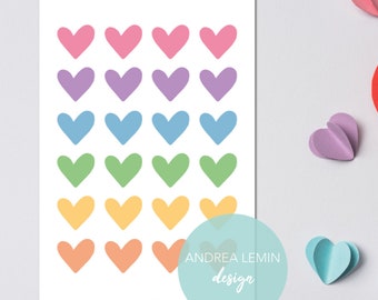 Rainbow hearts postcard, valentines postcard