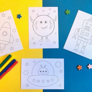 Kinderpostkarten zum Ausmalen, 4er Pack