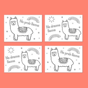 Llama colouring postcards pack of 4