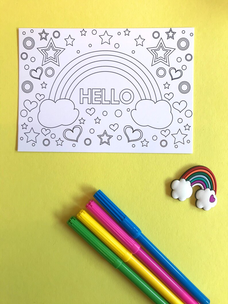 Rainbow colouring postcards, pack of 4 image 2