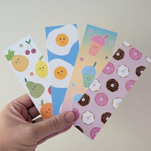 Cute food themed bookmarks pack of 4
