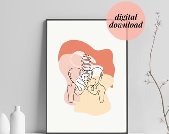 Pelvis Imprimible Actualizado Hueso pélvico / Arte lineal Ilustración de anatomía Minimalista Resumen Quiropráctica Médico Fisio DESCARGA DIGITAL