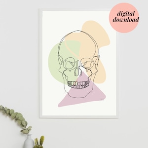 Skull Bone Line art | Head Abstract Human Anatomy Drawing Minimal | Chiropractic Prints Medical Office Physio Poster DIGITAL DOWNLOAD