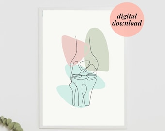 Imprimibles de anatomía de la rodilla / Ilustraciones de arte lineal abstracto minimalista / Quiropráctico, médico, fisioterapeuta y ortopedia DESCARGAS DIGITALES