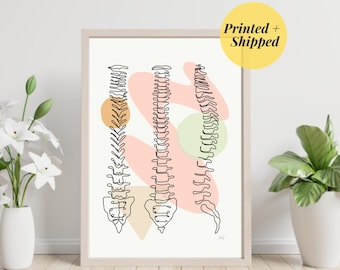 Spine Views 3 / Anatomy Prints Dibujo línea abstracta mínima columna vertebral Chiropractic Poster Medical Art Physio / IMPRESO Y ENVIADO
