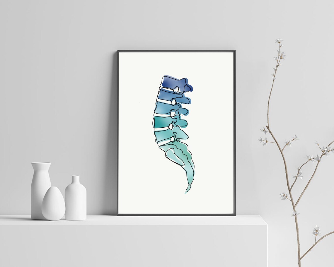 Lumbar Spine Ombre | Anatomy Art Minimal Line Art Abstract Spine ...