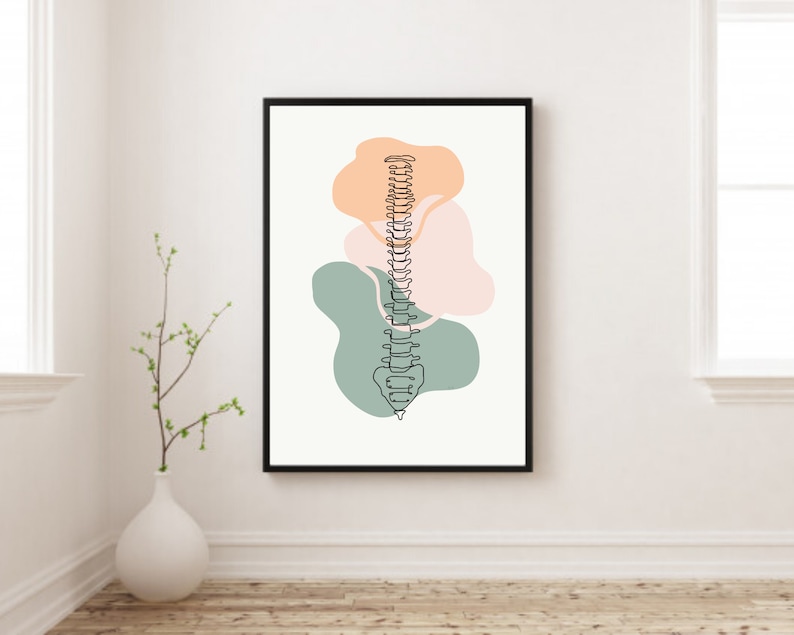 Spine Full Front View | Anatomy Minimal Abstract Art Print Medical Wall ...