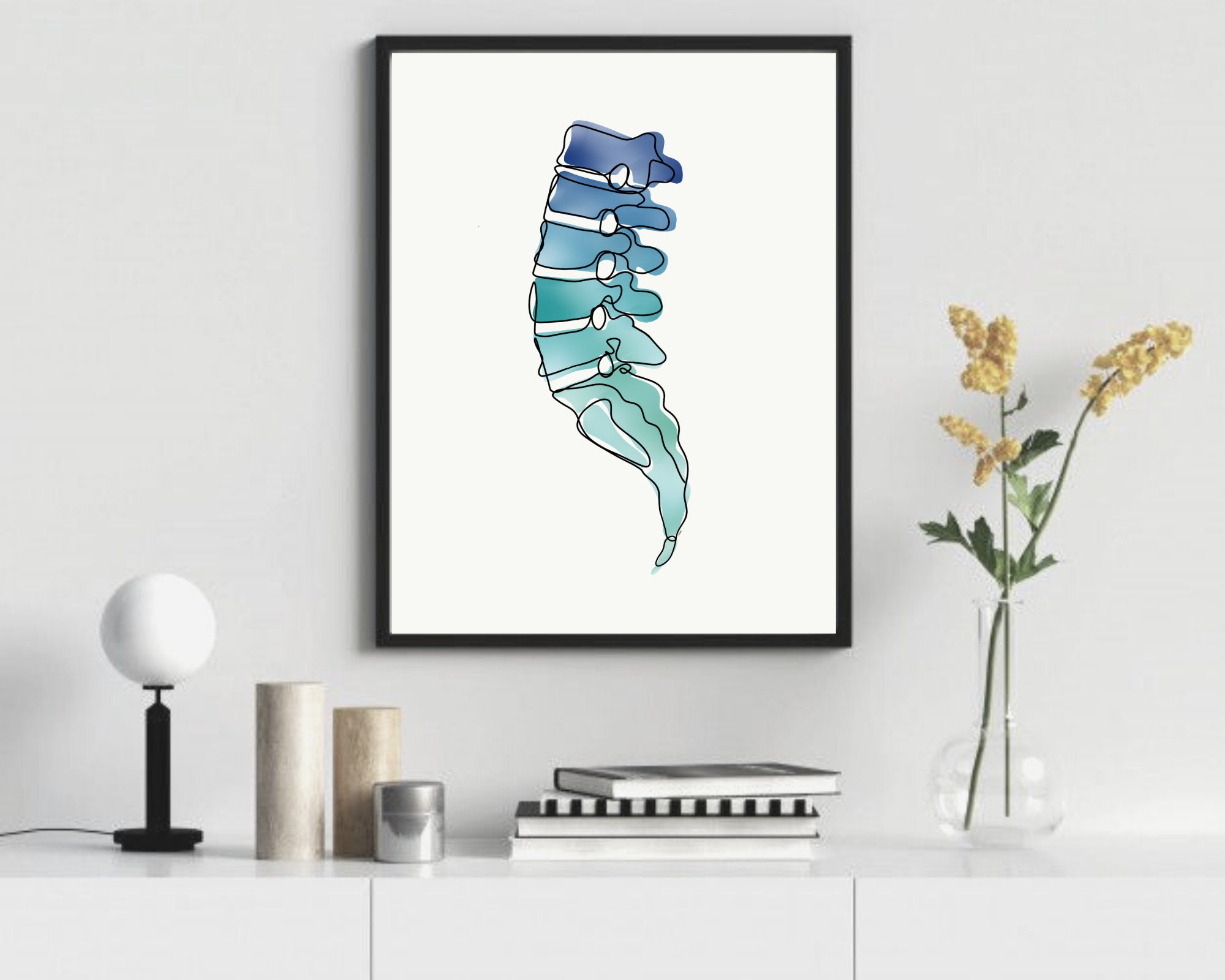 Lumbar Spine Ombre | Anatomy Art Minimal Line Art Abstract Spine ...
