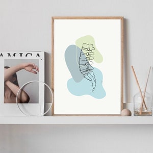 Lumbar Spine Print | Human Anatomy Abstract Minimal Line Art Spinal ...