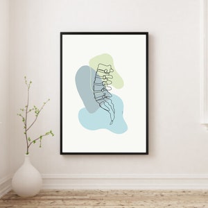 Lumbar Spine Print | Human Anatomy Abstract Minimal Line Art Spinal ...
