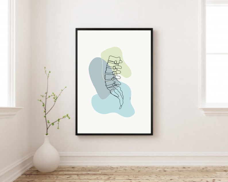 Lumbar Spine Print | Human Anatomy Abstract Minimal Line Art Spinal ...