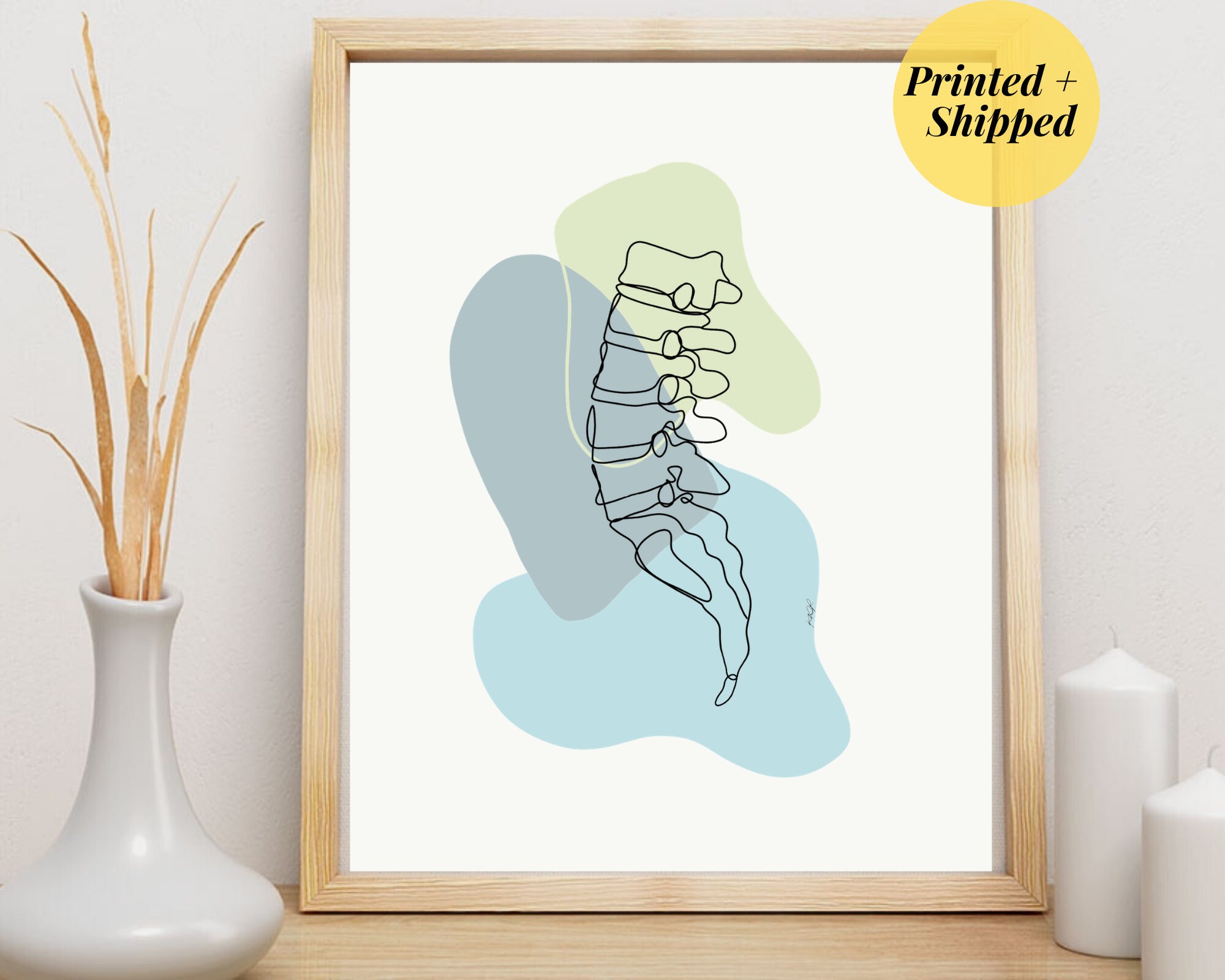 Lumbar Spine Print | Human Anatomy Abstract Minimal Line Art Spinal ...