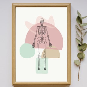 Skeleton Bones Full Skeletal Line art Anatomy Drawing Minimal Abstract Chiropractic Medical Office Physio Prints DIGITAL DOWNLOAD imagem 3