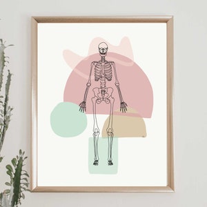 Skeleton Bones Full Skeletal Line art Anatomy Drawing Minimal Abstract Chiropractic Medical Office Physio Prints DIGITAL DOWNLOAD image 2