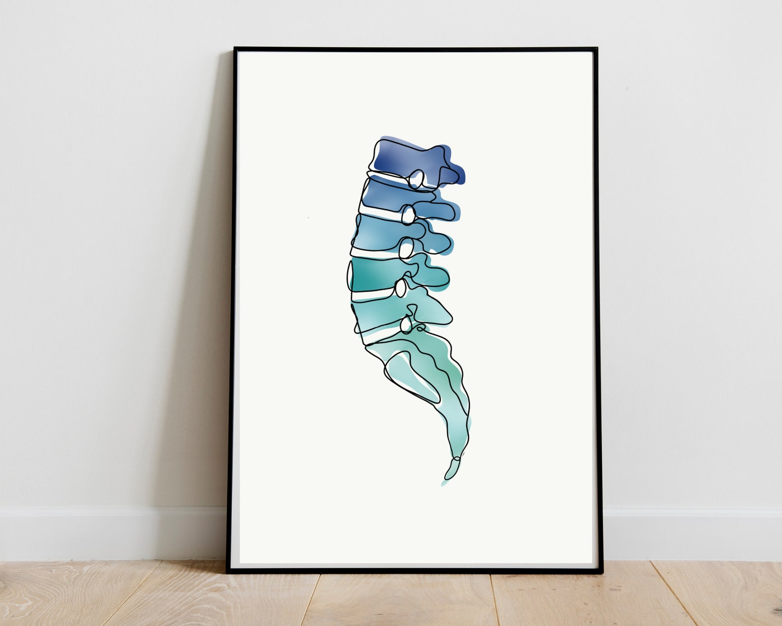 Lumbar Spine Ombre | Anatomy Art Minimal Line Art Abstract Spine ...