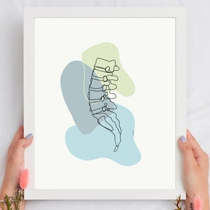 Lumbar Spine Print | Human Anatomy Abstract Minimal Line Art Spinal ...