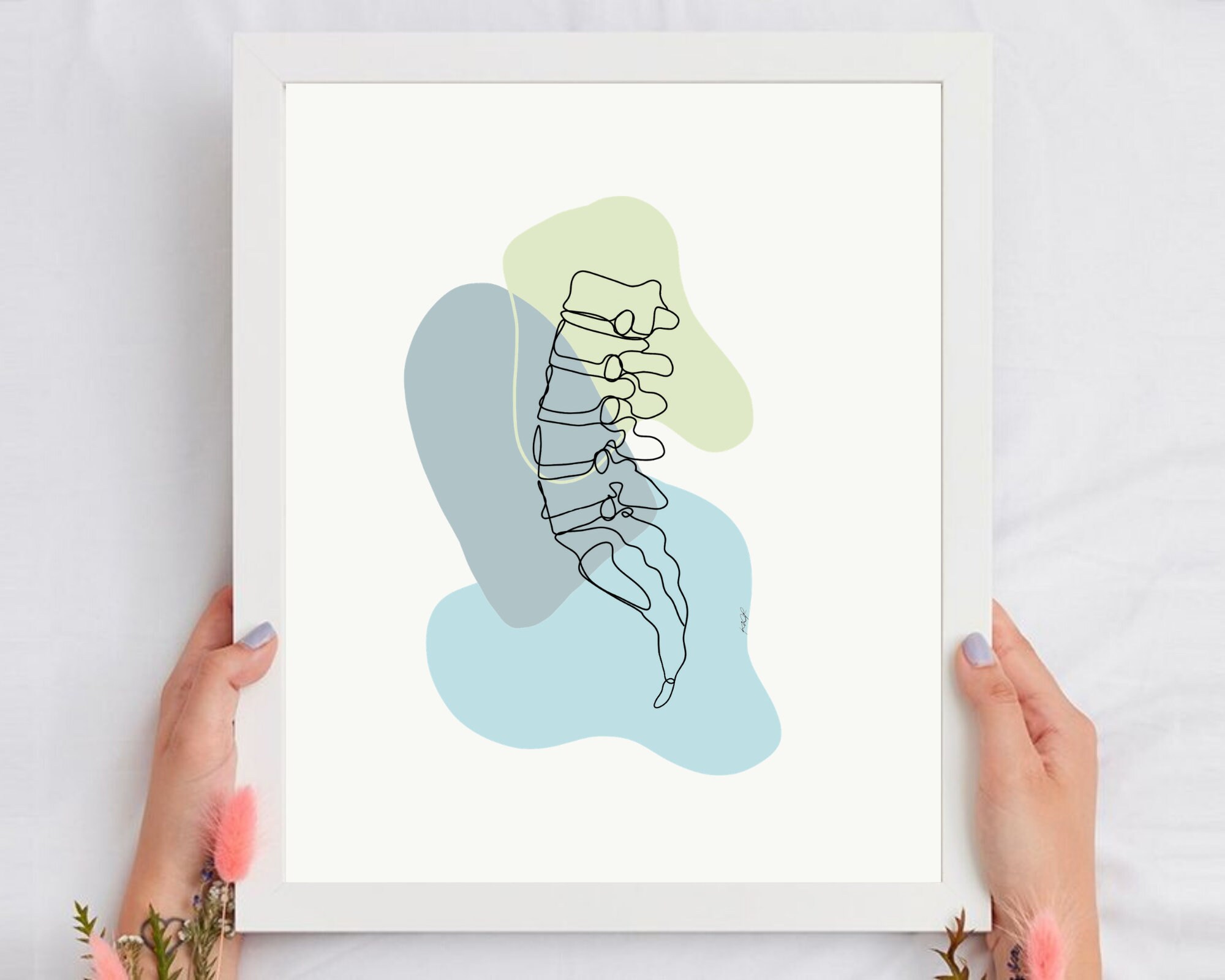 Lumbar Spine Print | Human Anatomy Abstract Minimal Line Art Spinal ...