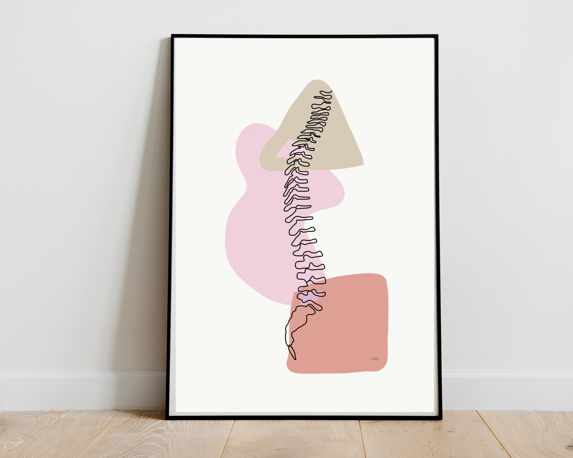 Full Spine View Anatomy Drawing Spinal Column Line Art | Etsy