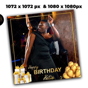 Happy Birthday 360 Photo Booth Overlay - White and Gold 360 Photo Booth Overlay Birthday Gift Balloons Snappic|LumaBooth|TouchPix|RevoSpin