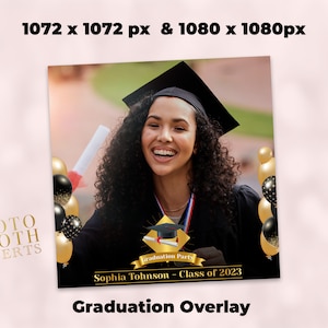 Graduation 360 Photo Booth Overlay - Photo Booth Template Graduation - 360 Video Booth Spinner Graduation Template 1080x1080px & 1072x1072px