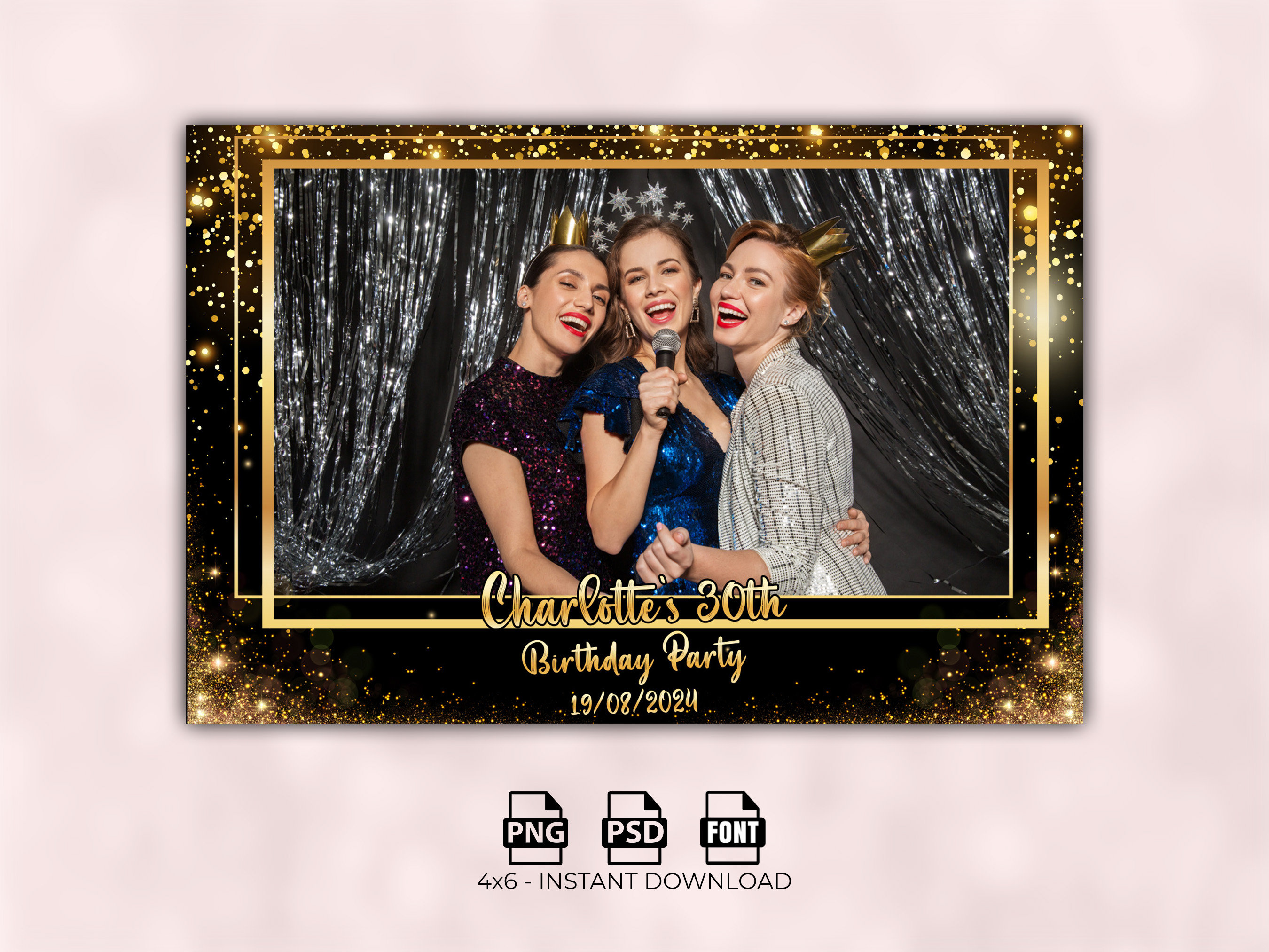 Lot De 25 Accessoires De Photomaton Avec Cadre Photo à Paillettes