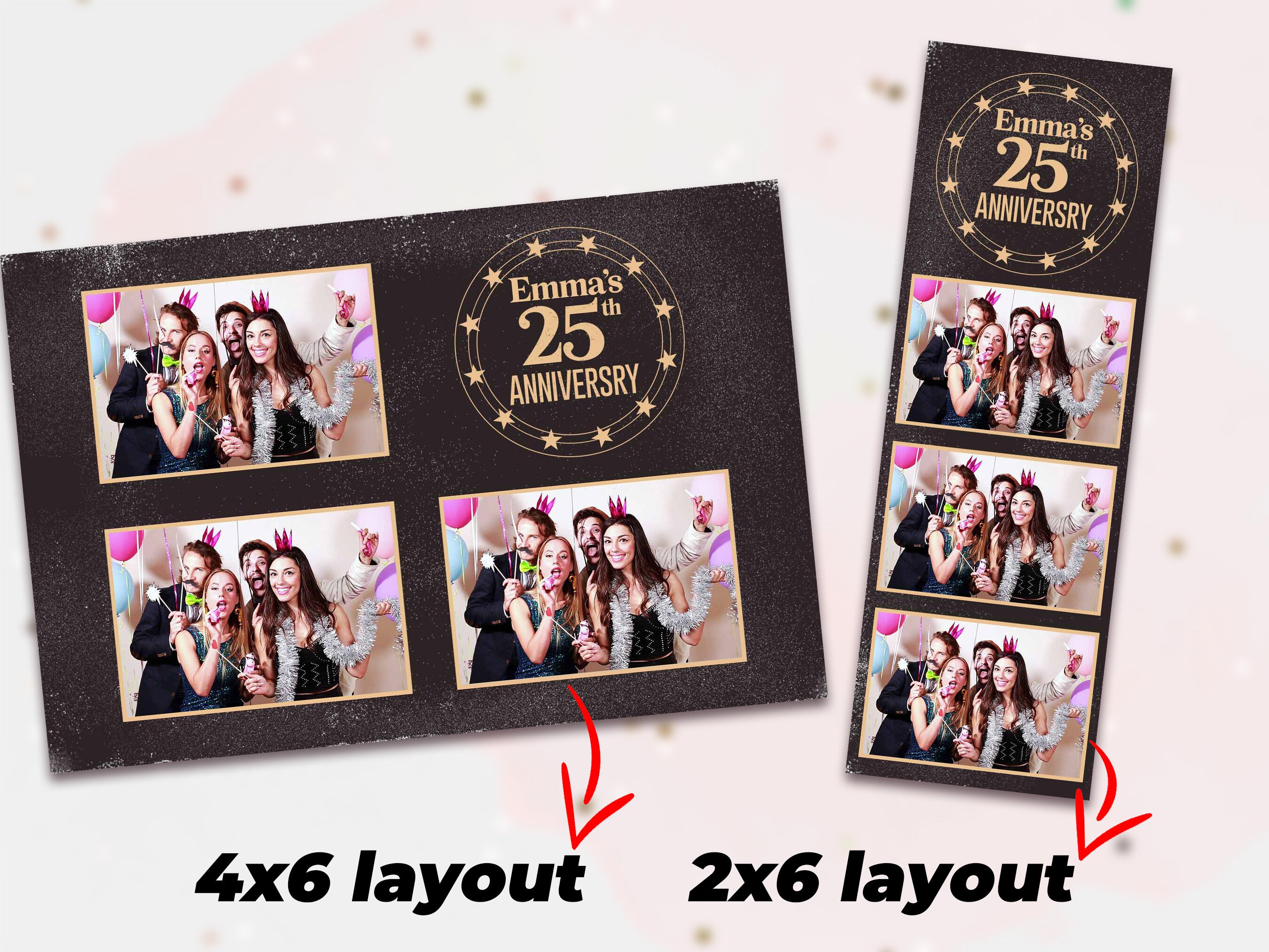 2x6 Birthday Photo Booth Template, 4x6 Photobooth Template Anniversary ...