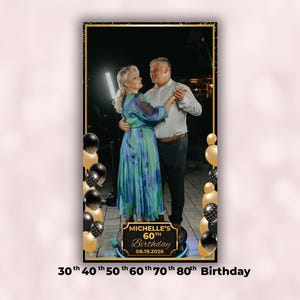 40th 50th 60th 70th Birthday 360 Photo Booth Overlay - Portrait Black & Gold 360 PhotoBooth Frame Snappic|LumaBooth|TouchPix|RevoSpin|Salsa