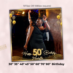 Birthday 360 Photo Booth Template - 30th 40th 50th - Gold 360 PhotoBooth Birthday Frame, 360 VideoBooth Overlay - Snappic|LumaBooth|TouchPix