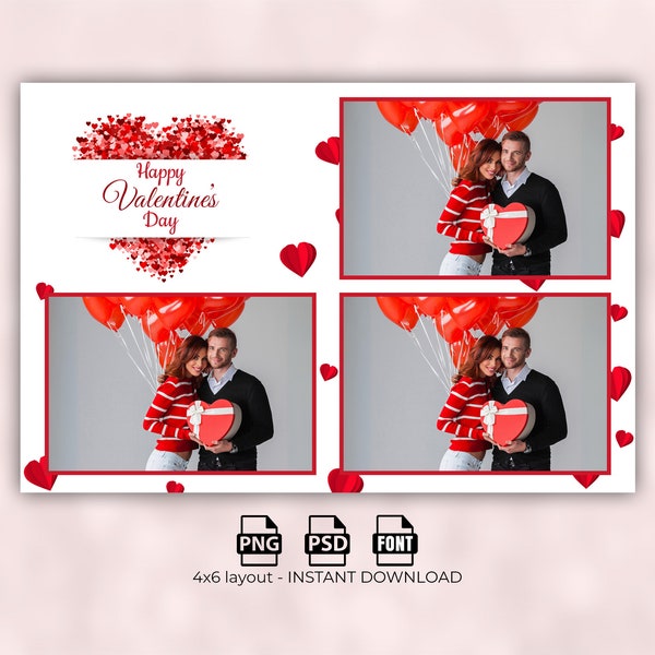 Happy Valentine's day Photo Booth Template, 4x6 Valentine's Day Photobooth Frame, 4x6 Photo Booth Template, 4x6 Mirror Booth Template Frame