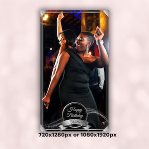 Birthday Overlay 360 Photo Booth Spinner, Anniversary 360 Video Overlay, Wedding, Black & Silver 360 Portrait Overlay Snappic|LumaBooth
