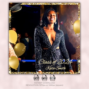 Gold 360 Graduation Photo Booth Overlay, 360 Photo Booth Template Class of 2024 Graduation, 360 Video Booth Template Prom 360 Overlay Design