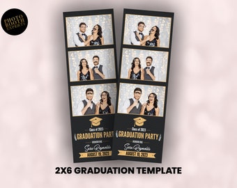 Graduation Photo Booth Template - 2x6 Photo Strips Graduation Layout - Photobooth Graduation Template - 2x6 inch Prom Photo booth design