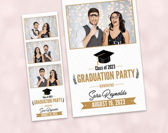 2x6 Graduation Photo Booth Template - Graduation Party photobooth layout - 2x6 Photo Strip Prom template - Photo Booth Graduation template