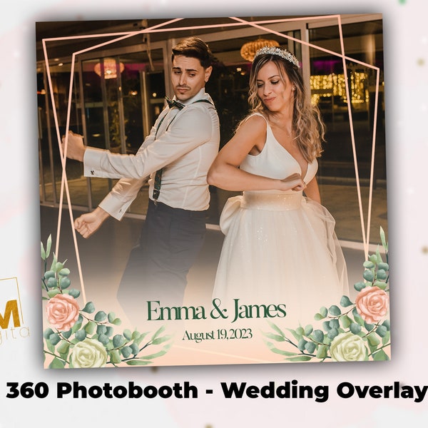 360 Photo Booth Wedding Overlay, Floral 360 Video Booth Overlay Wedding, 360 Booth Spinner Overlay, 360 Photo Booth Template, 360 photobooth