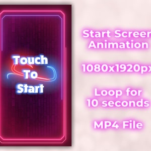 Mirror Booth Touch To Start Animation - Neon Start Screen Animation for Photo Booth - Loop 10 seconds MP4 Video 1080x1920px
