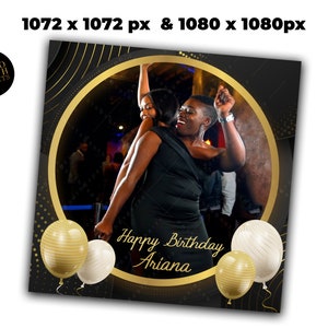 Happy Birthday 360 Photo Booth Overlay - Black and Gold 360 Photo Booth Overlay Birthday Circle Balloons Snappic|LumaBooth|TouchPix|RevoSpin