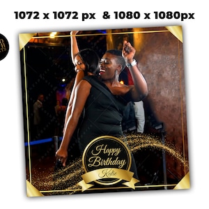 Birthday Overlay 360 Photo Booth Spinner - Anniversary 360 Video Booth Overlay - Black & Gold 360 Booth Overlay - Snappic|LumaBooth|TouchPix