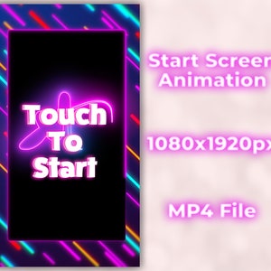 Mirror Booth Animation Start Screen - Neon Tap To Start Screen Animation - Touch Here Start Booth - Loop 10 seconds MP4 Video 1080x1920px