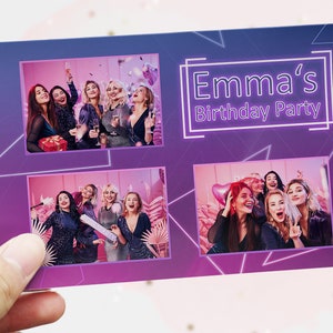 4x6 Neon Birthday Photo Booth Template, Anniversary Photo booth template 4x6 layout, 4x6 Neon Party Photo Booth frame, Modern 4x6 photobooth