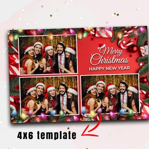 Christmas Photo Booth Template - 4x6 Photo Booth Christmas Design - Photo Booth Christmas Party Design