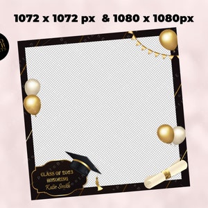 Graduation 360 Photo Booth Overlay | Video Booth Graduation Template | Graduation 360 Overlay | Class of 2023 Prom Template 1072/1080px