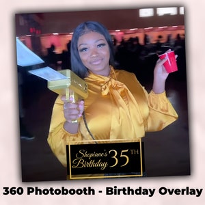 360 Photo Booth Overlay - Birthday 360 Spinner Booth Overlay - Black & Gold 360 Video Booth Template for Party - Anniversary - Square