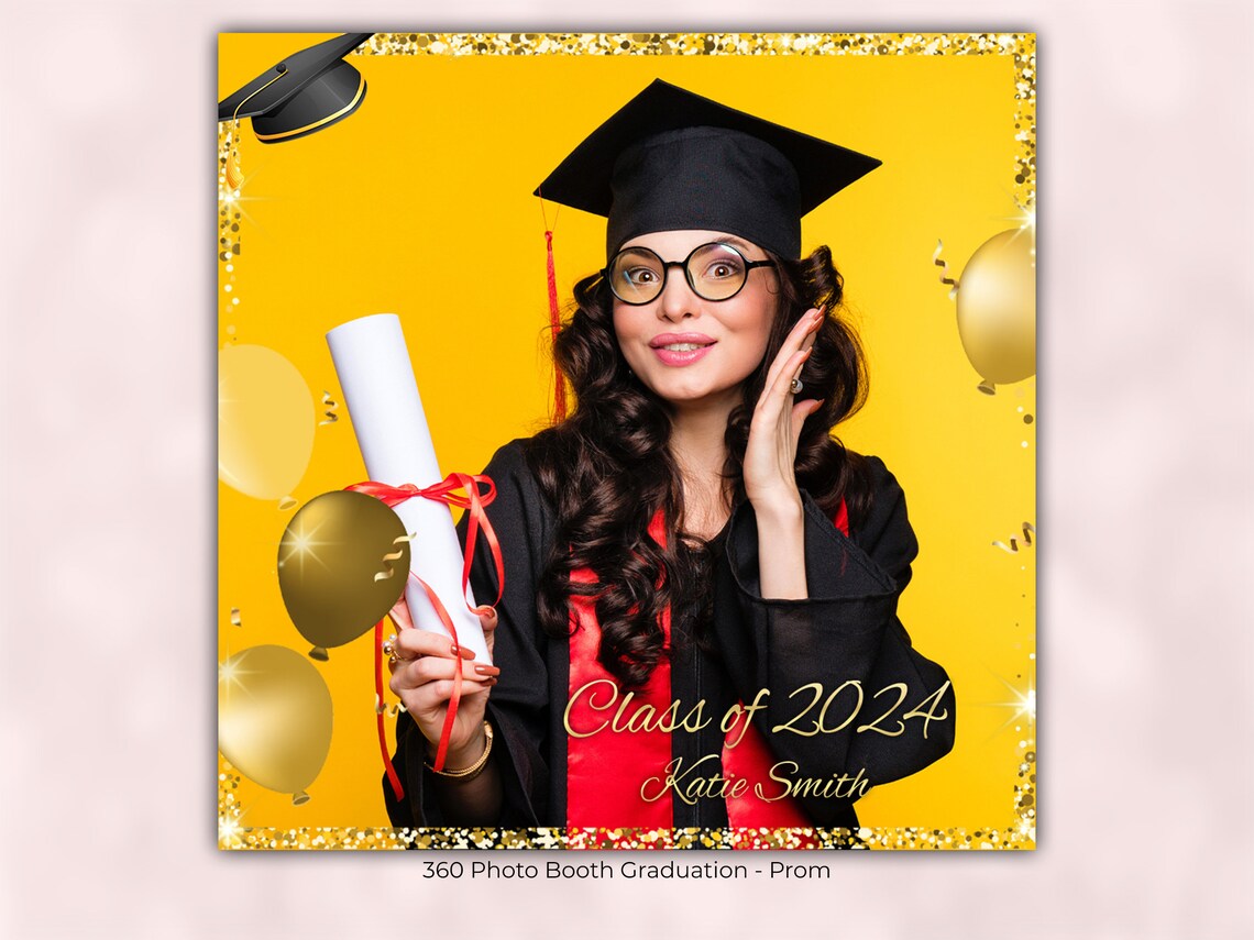 Gold 360 Graduation Photo Booth Overlay, 360 Photo Booth Template Class ...