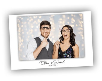 Modelo de cabine de fotos de casamento: sobreposição personalizada, moldura clássica (PSD, PNG, JPG)