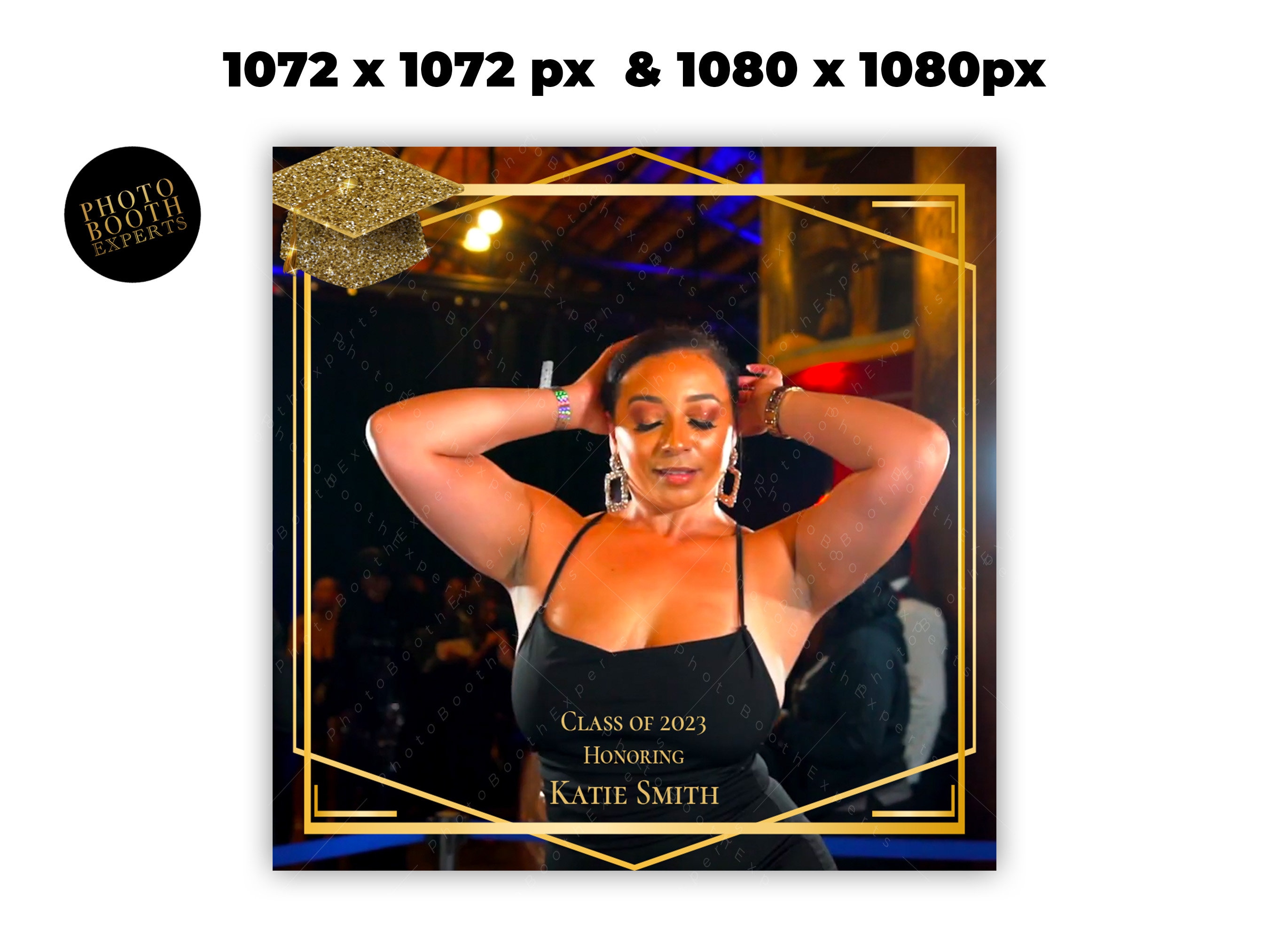 Gold 360 Graduation Photo Booth Overlay - Class of 2023 Graduation 360 overlay - 360 Template - 360 Video Booth Template - Prom 360 Overlay