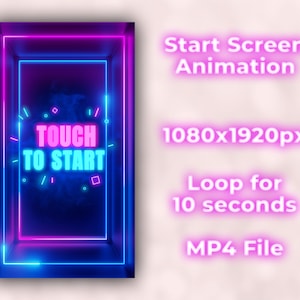 Touch to Start Animation Mirror Booth - Neon Glow Rectangles Start Screen for Mirror Booth - Neon Animation for Photo Booth Touch to Start