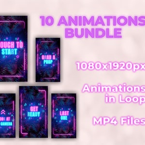 10 Mirror Booth Animations Bundle - Photo Booth Animation Neon Start Screen - Touch To Start - Tropical Leaves Animation - Welcome Screen