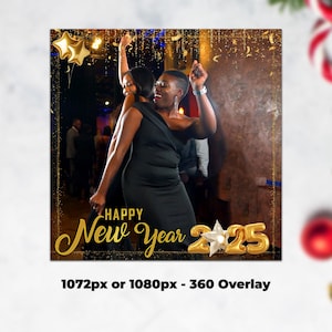New Year 360 Photo Booth Overlay - 2025 Happy New Year 360 Video Booth Template - New Year 360 Spinner Frame Photo Booth - 360 Booth 2025